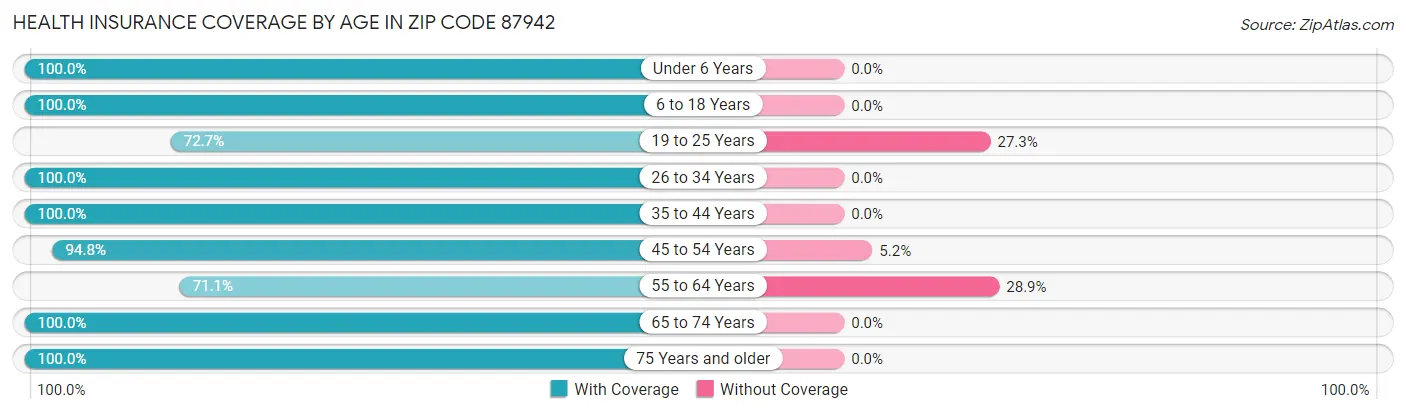 Health Insurance Coverage by Age in Zip Code 87942