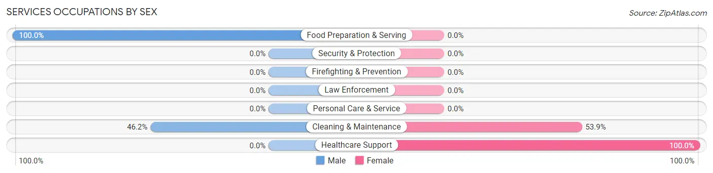 Services Occupations by Sex in Zip Code 87942