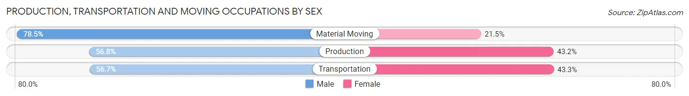 Production, Transportation and Moving Occupations by Sex in Zip Code 88005