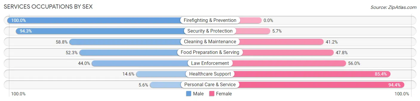 Services Occupations by Sex in Zip Code 88007