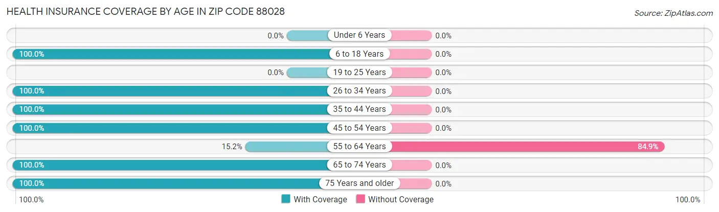 Health Insurance Coverage by Age in Zip Code 88028