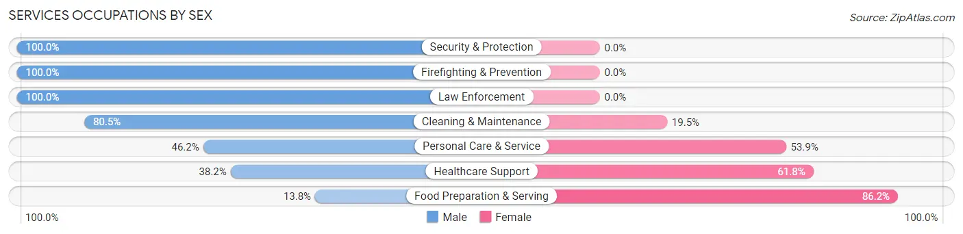 Services Occupations by Sex in Zip Code 88044