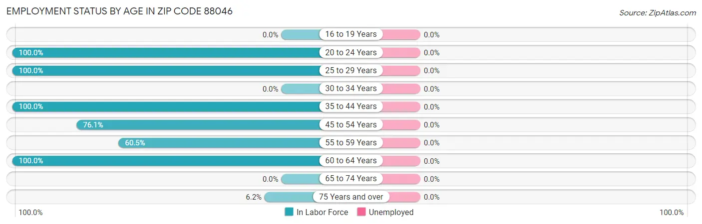 Employment Status by Age in Zip Code 88046
