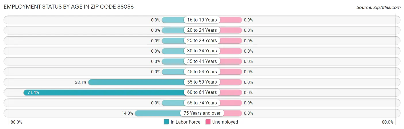 Employment Status by Age in Zip Code 88056