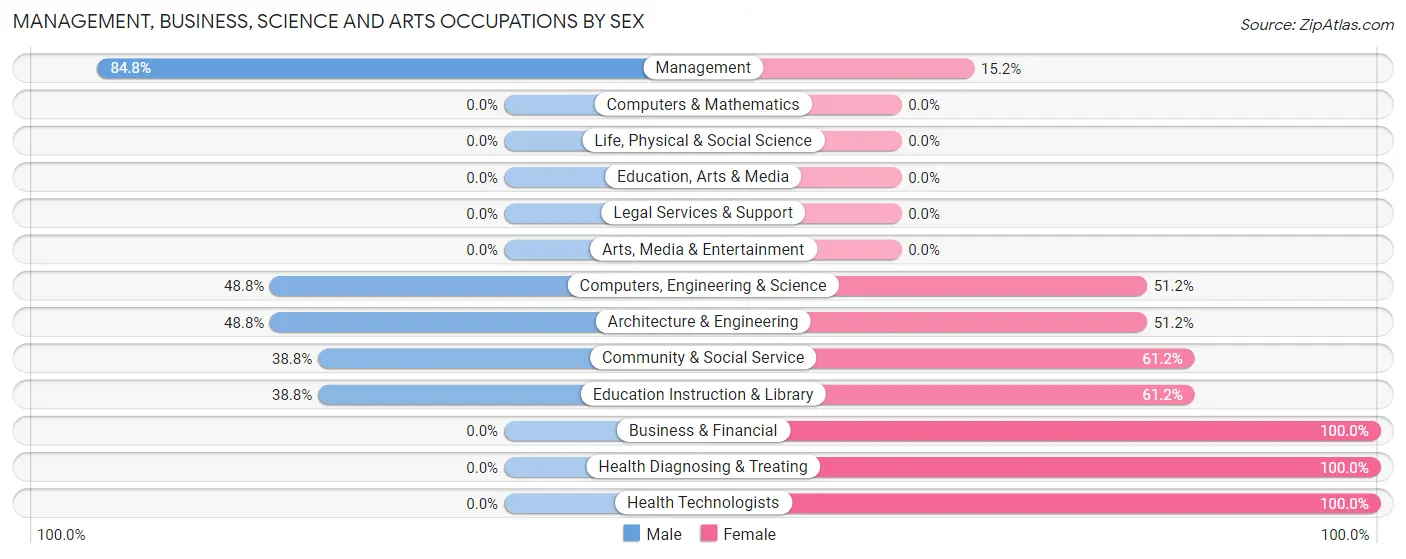 Management, Business, Science and Arts Occupations by Sex in Zip Code 88072