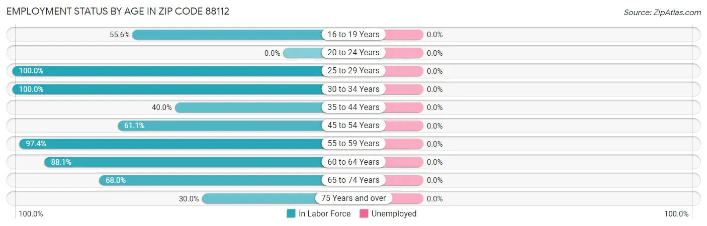 Employment Status by Age in Zip Code 88112