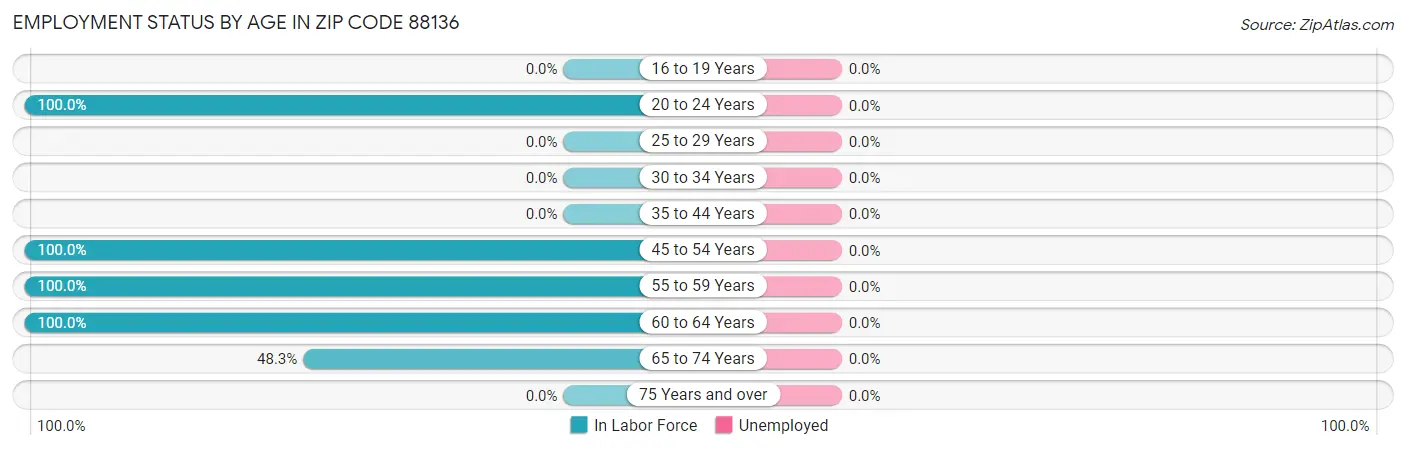 Employment Status by Age in Zip Code 88136