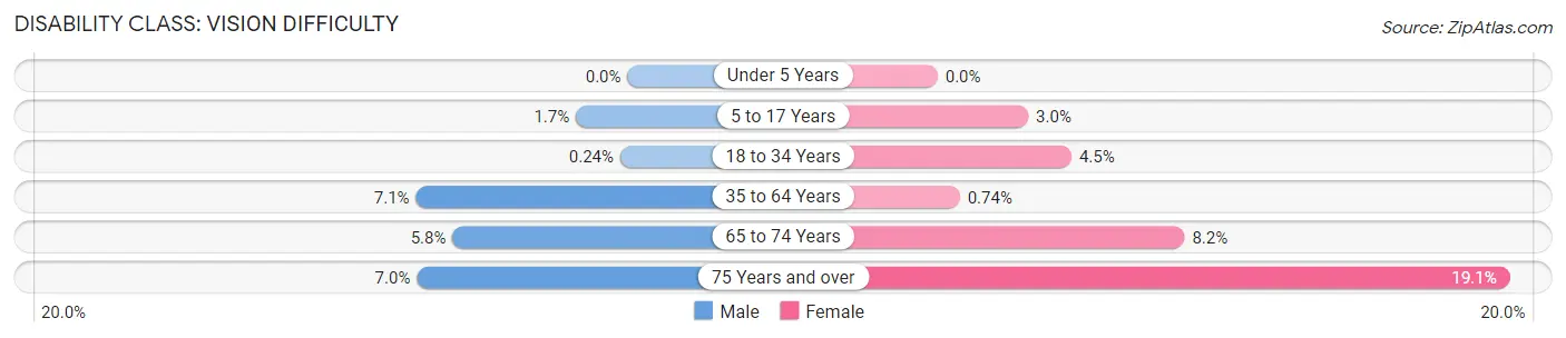 Disability in Zip Code 88201: <span>Vision Difficulty</span>