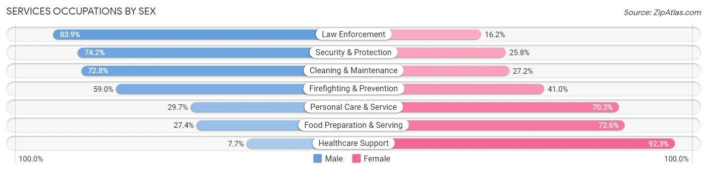 Services Occupations by Sex in Zip Code 88203