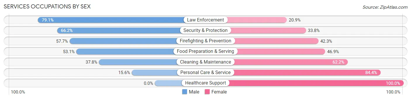 Services Occupations by Sex in Zip Code 88240
