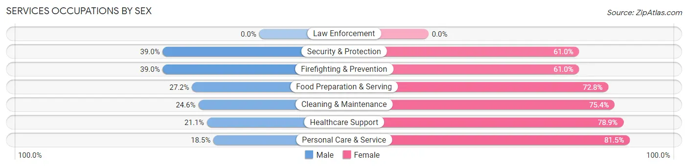 Services Occupations by Sex in Zip Code 88242
