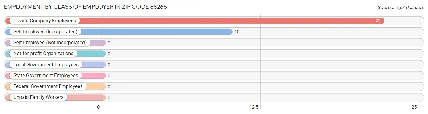 Employment by Class of Employer in Zip Code 88265