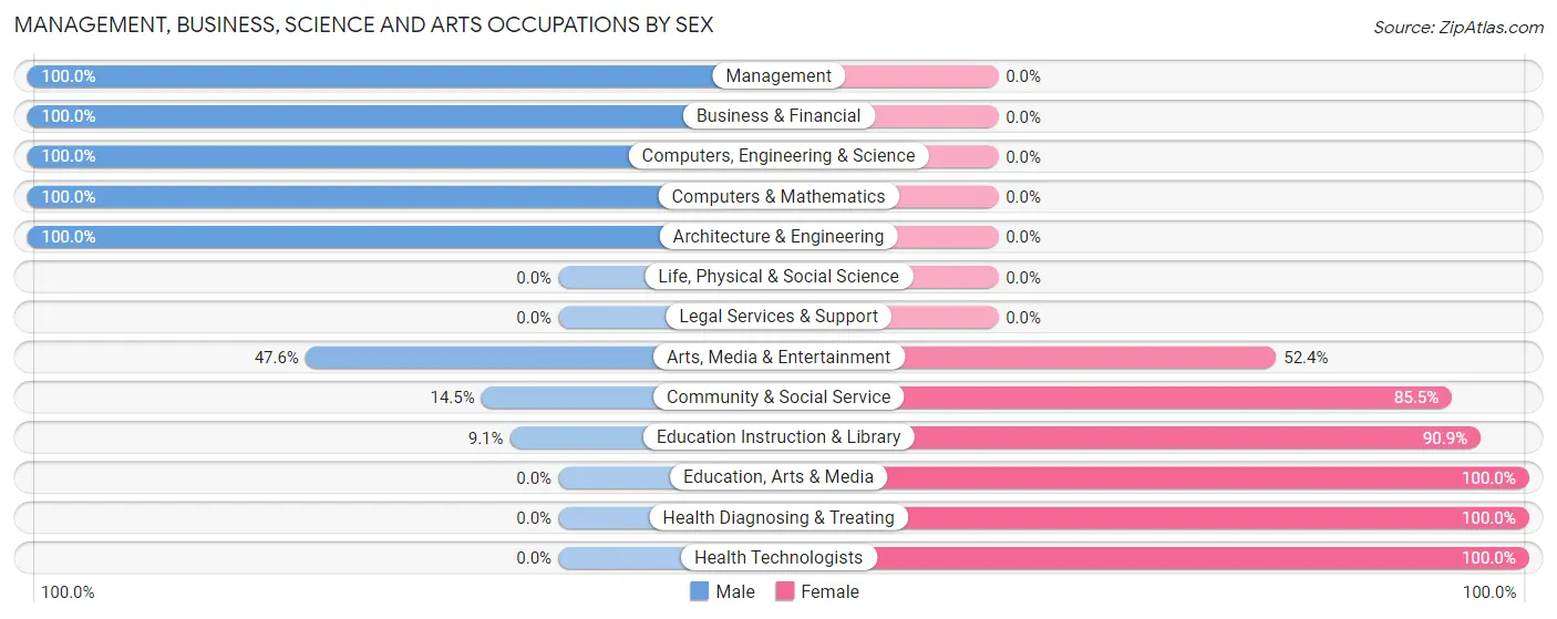 Management, Business, Science and Arts Occupations by Sex in Zip Code 88325