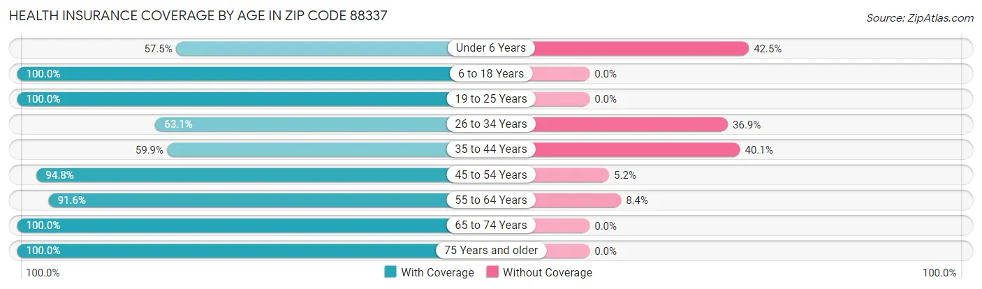 Health Insurance Coverage by Age in Zip Code 88337
