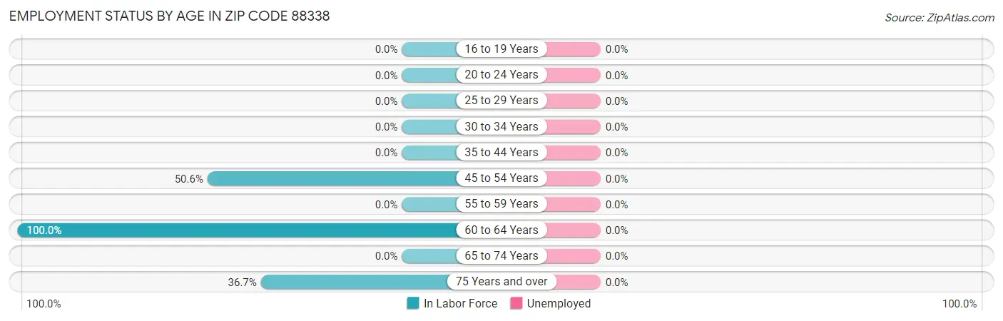 Employment Status by Age in Zip Code 88338
