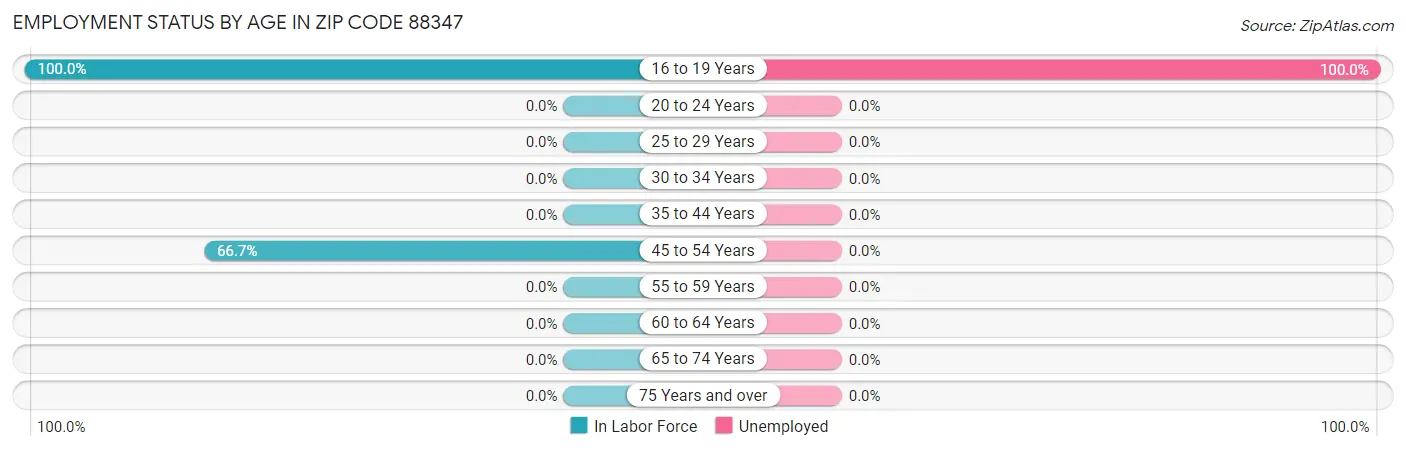 Employment Status by Age in Zip Code 88347