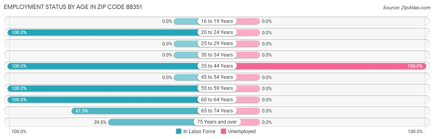 Employment Status by Age in Zip Code 88351