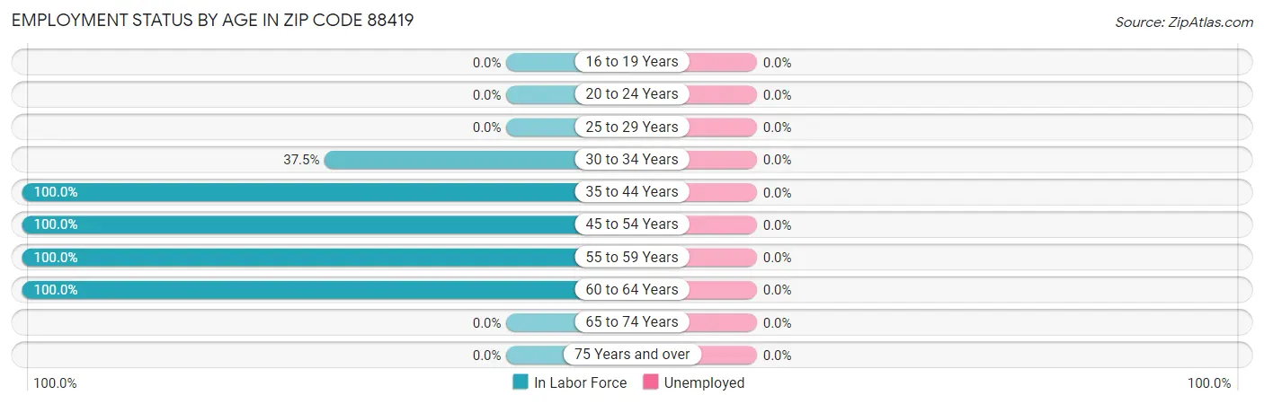 Employment Status by Age in Zip Code 88419