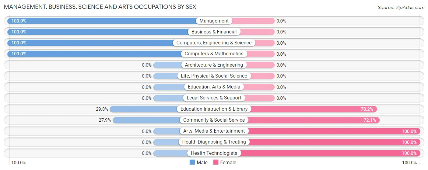 Management, Business, Science and Arts Occupations by Sex in Zip Code 89019