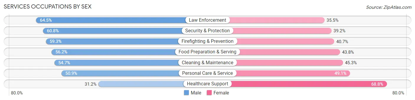 Services Occupations by Sex in Zip Code 89031