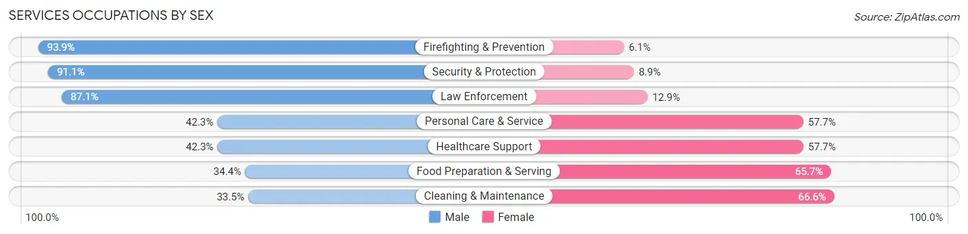 Services Occupations by Sex in Zip Code 89044