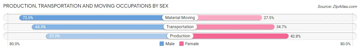 Production, Transportation and Moving Occupations by Sex in Zip Code 89106