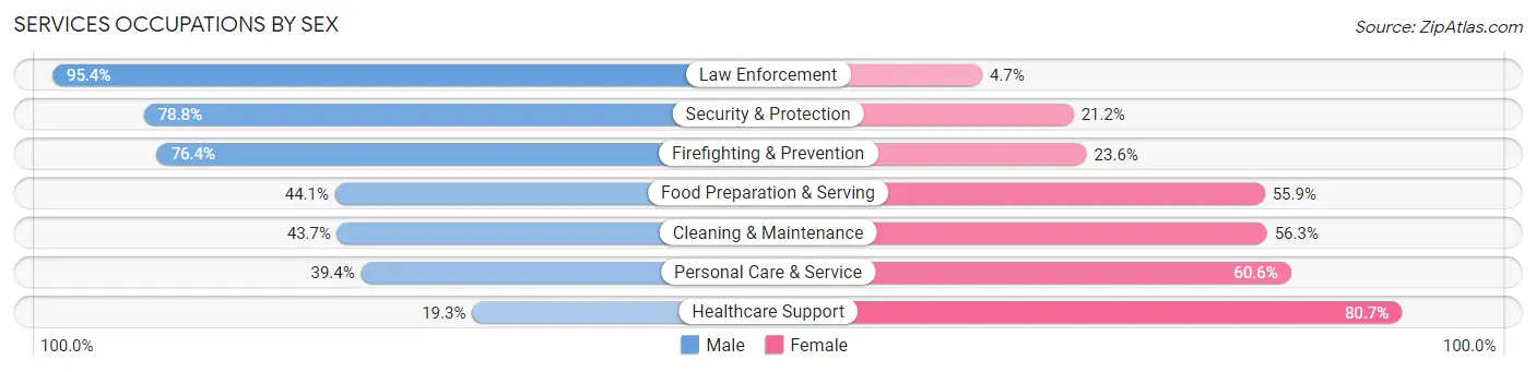 Services Occupations by Sex in Zip Code 89128