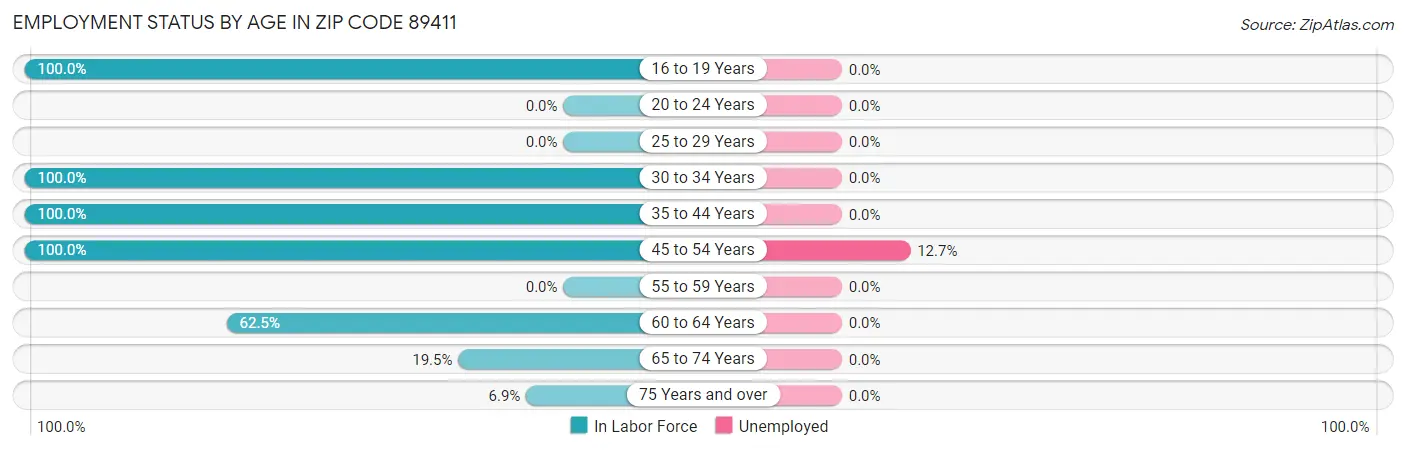 Employment Status by Age in Zip Code 89411