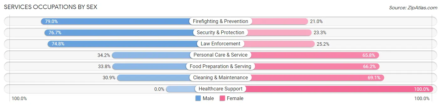 Services Occupations by Sex in Zip Code 89423