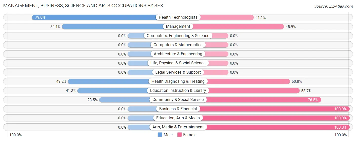 Management, Business, Science and Arts Occupations by Sex in Zip Code 89439