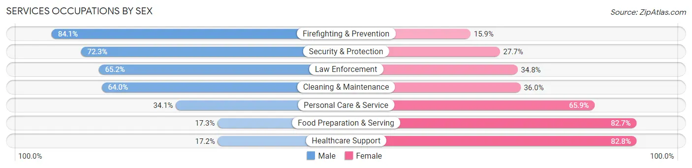 Services Occupations by Sex in Zip Code 89441