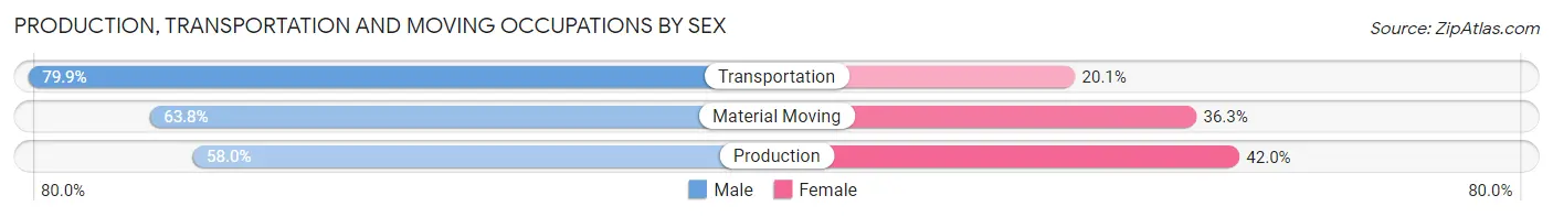 Production, Transportation and Moving Occupations by Sex in Zip Code 89502