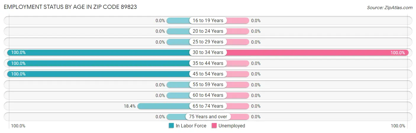 Employment Status by Age in Zip Code 89823