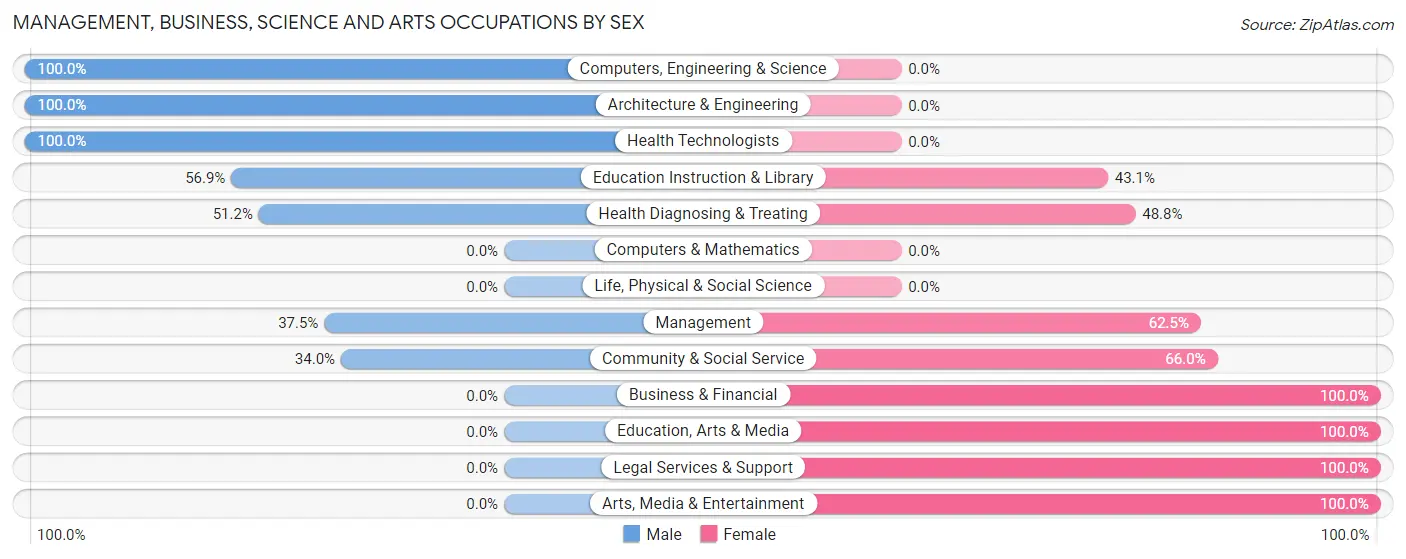 Management, Business, Science and Arts Occupations by Sex in Zip Code 89832