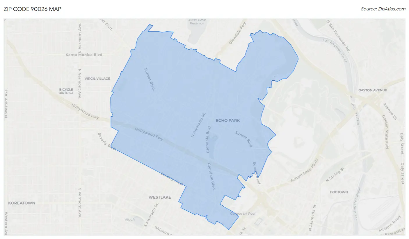 Zip Code 90026 Map