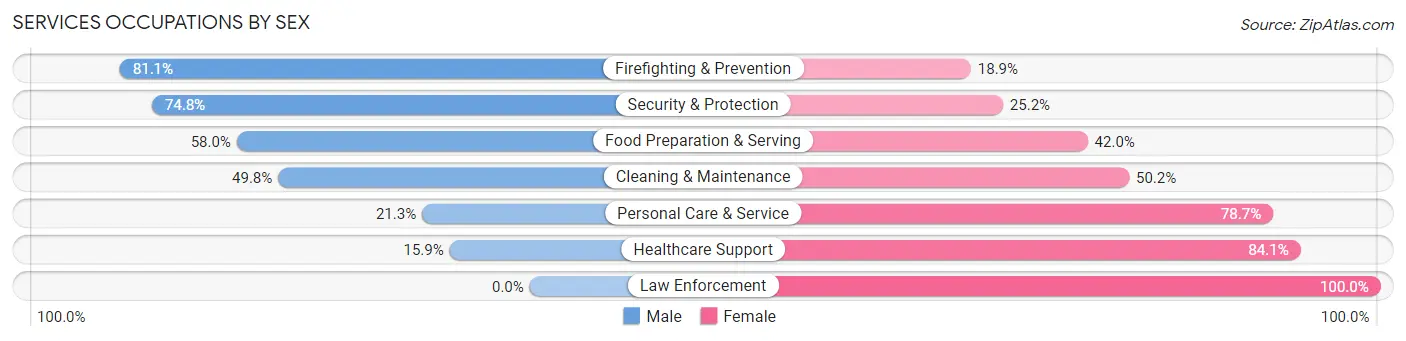 Services Occupations by Sex in Zip Code 90031