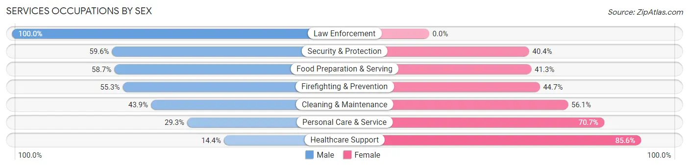 Services Occupations by Sex in Zip Code 90037