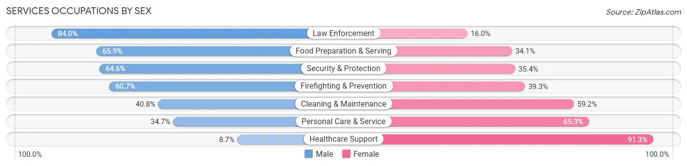 Services Occupations by Sex in Zip Code 90045