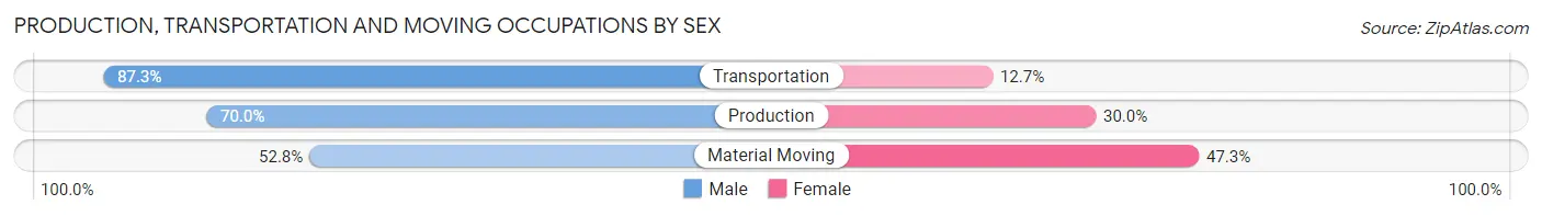 Production, Transportation and Moving Occupations by Sex in Zip Code 90061