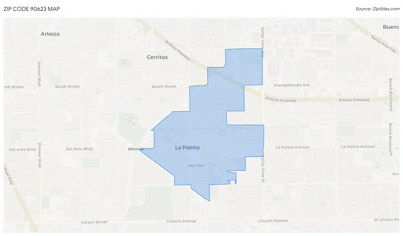 Zip Code 90623 Map