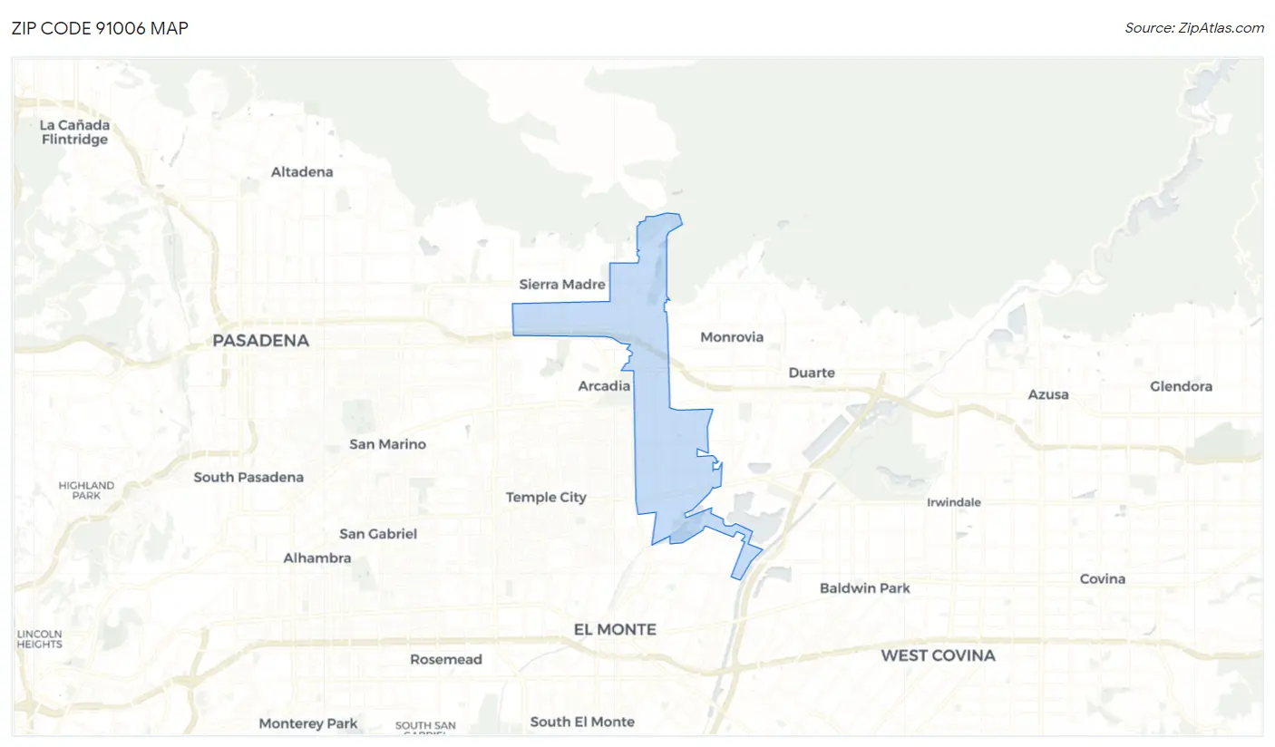 Zip Code 91006 Map