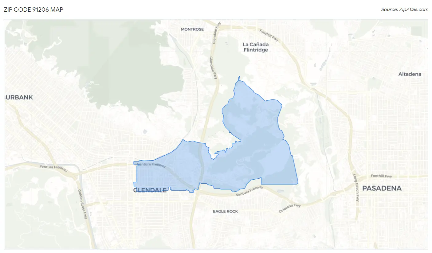 Zip Code 91206 Map