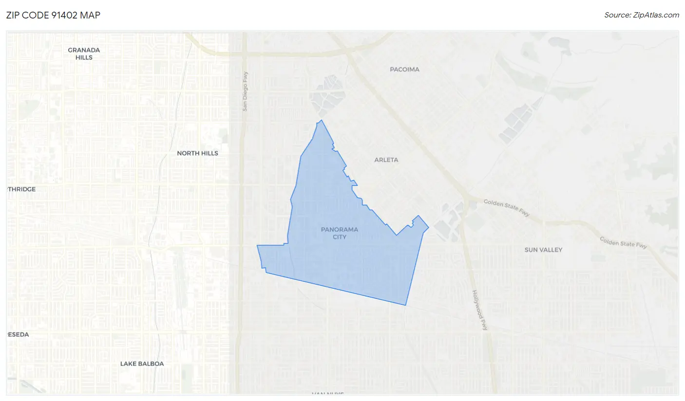 Zip Code 91402 Map