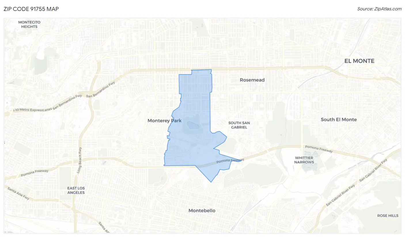 Zip Code 91755 Map