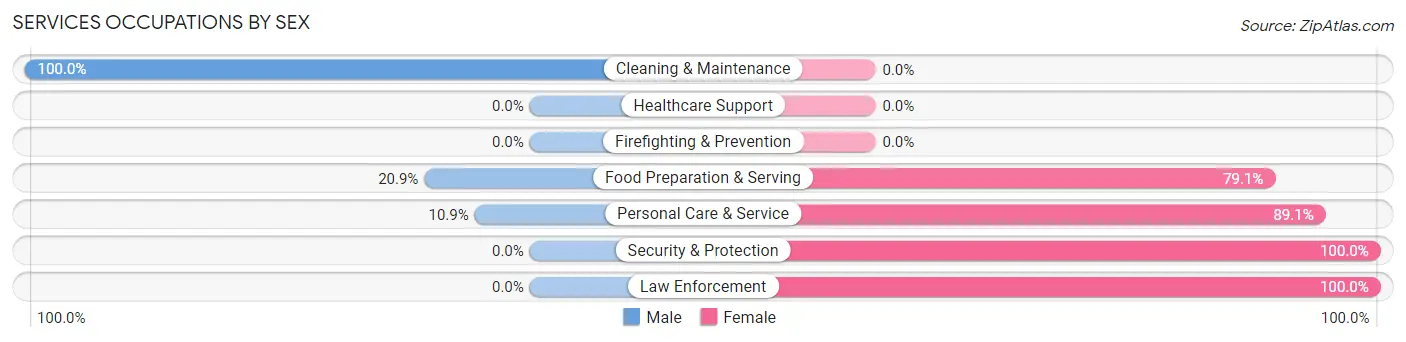 Services Occupations by Sex in Zip Code 91916