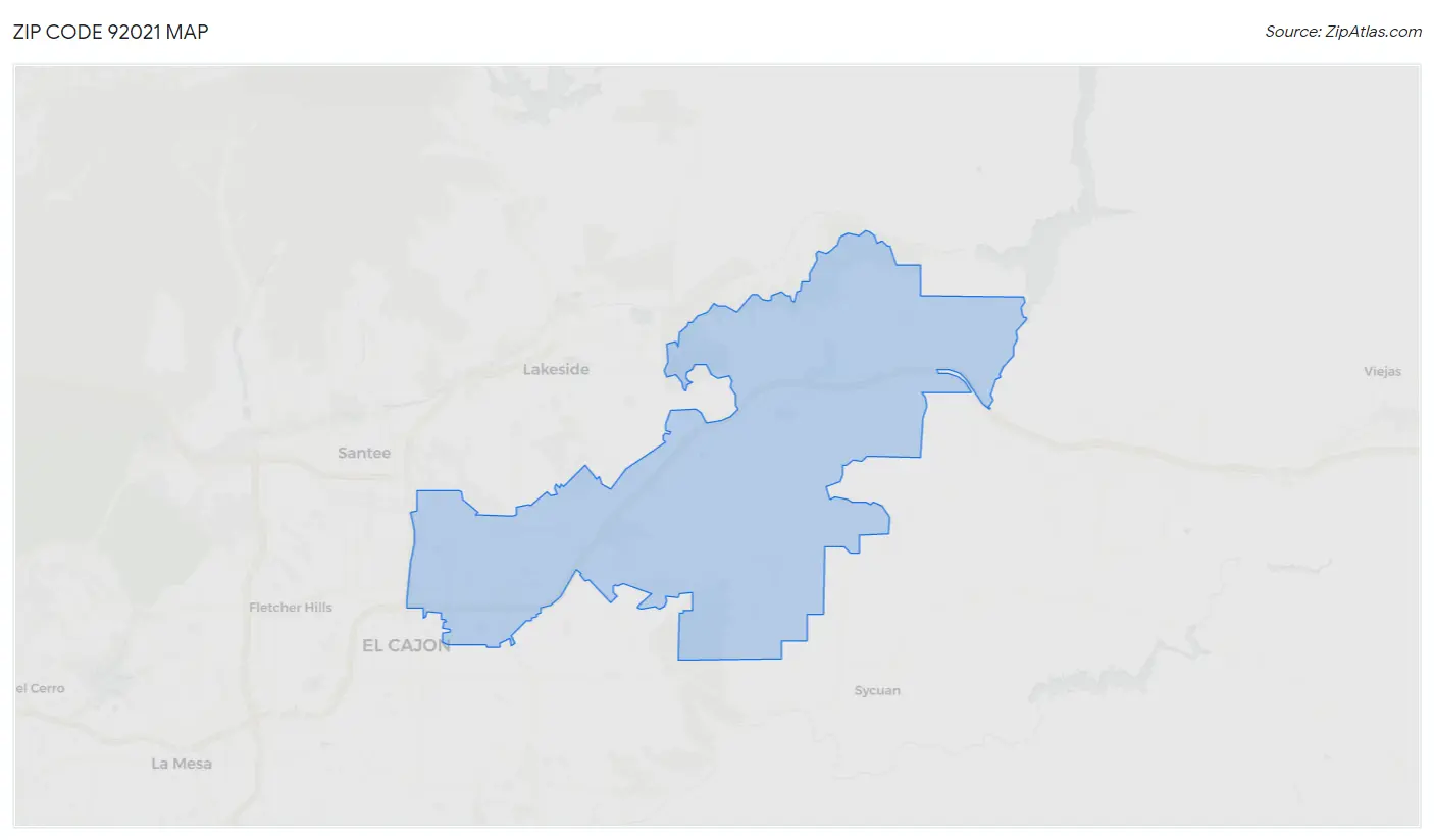 Zip Code 92021 Map