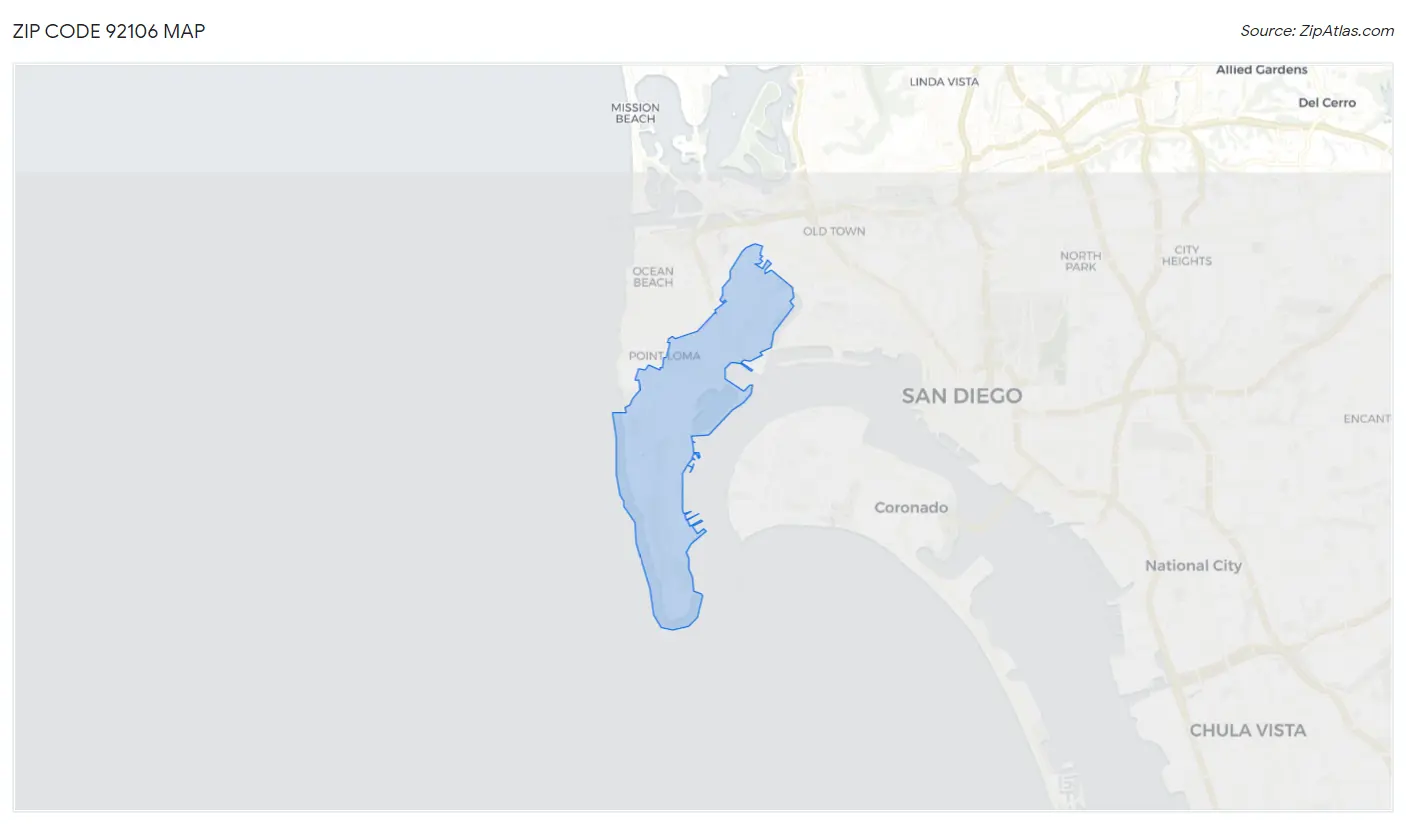 Zip Code 92106 Map