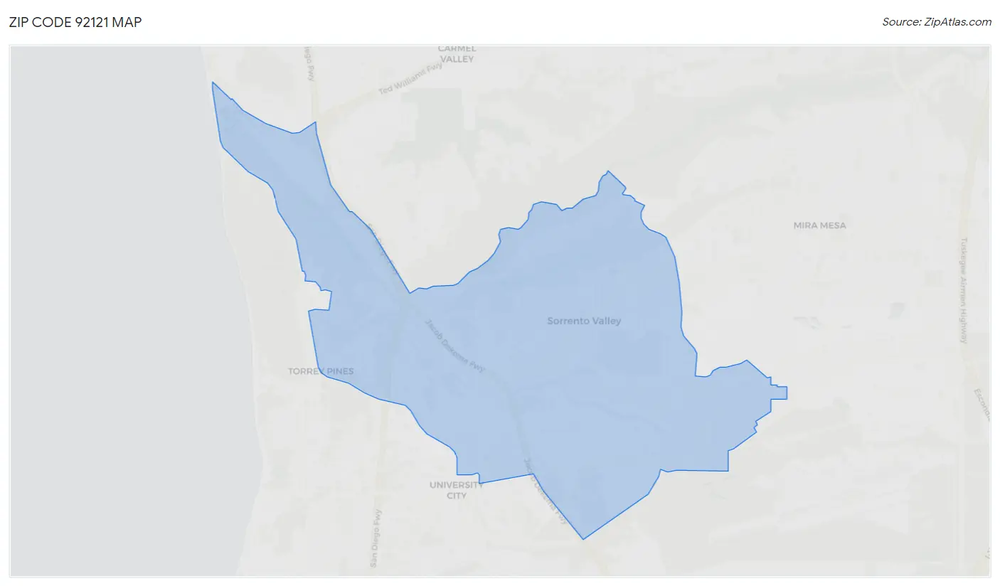 Zip Code 92121 Map