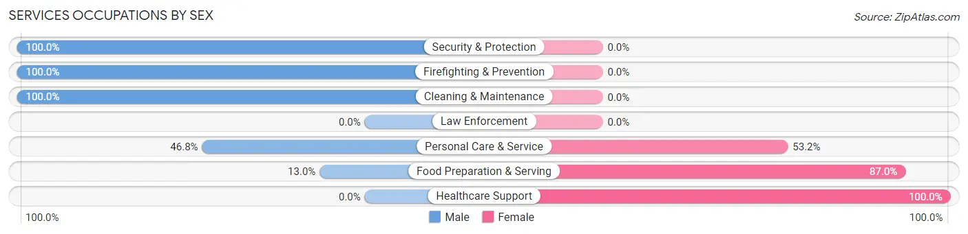 Services Occupations by Sex in Zip Code 93066