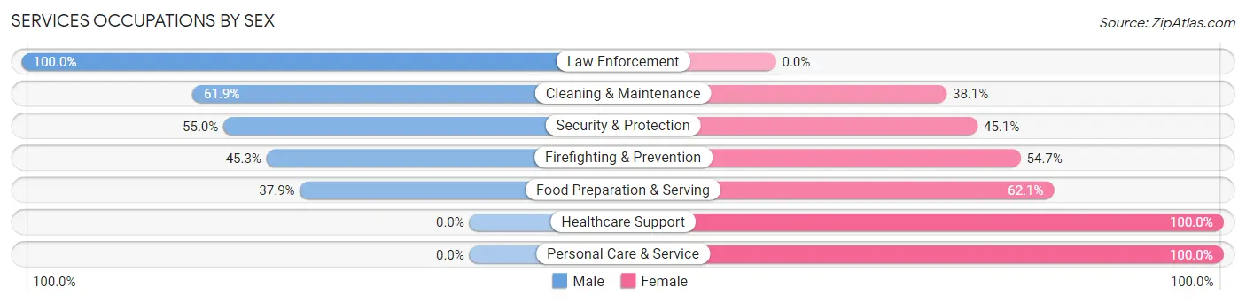 Services Occupations by Sex in Zip Code 93219